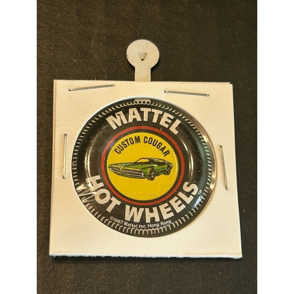 Custom Cougar Mattel Hot Wheels metal badge/pin/button/pinback 1968 HW Redline